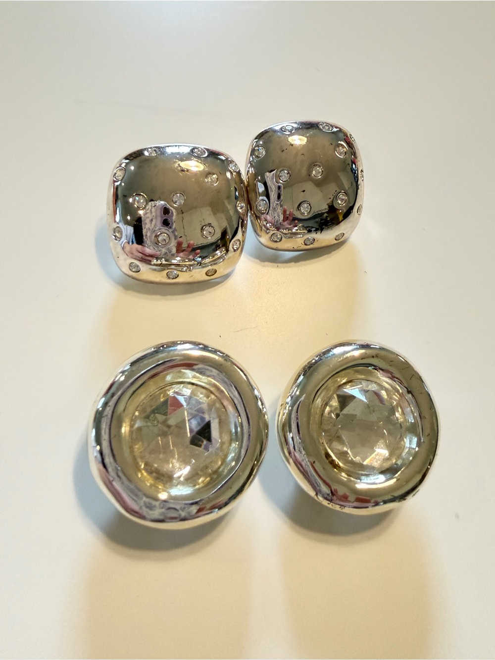 Givenchy Silver-Tone Crystal & Dome Stud Earrings
